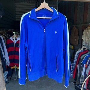 Polo Ralph Lauren Blue Track Jacket Zip Up Polo Pony Logo Men's L